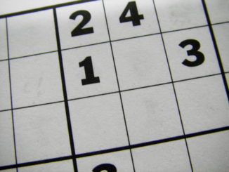 Close up of a easy sudoku puzzle